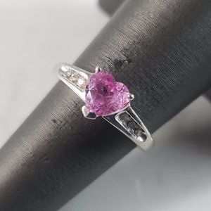 Womens Estate 10K White Gold Rhodolite & Diamond Ring 2.4g E6107